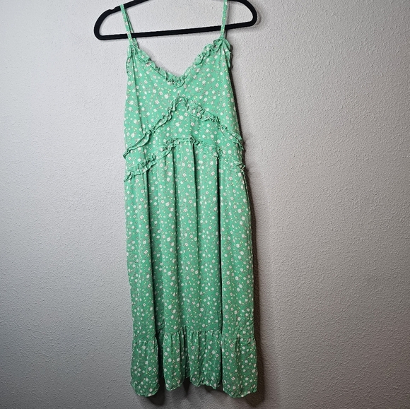 Women XXL Juniors 19 Easter Dress Spring Floral Ruffle Midi Prairie Cottage Core - Picture 1 of 12